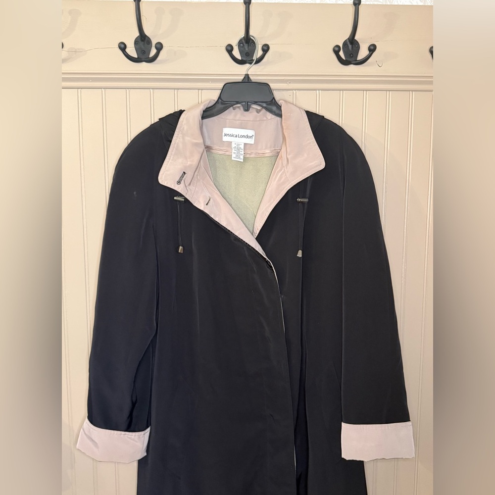 Jessica London Black Long Hooded Coat Size 20 Midweight